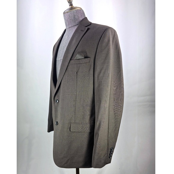bar III‎ Sport Coat Mens 44L Brown Slim Fit Wool Blend Suit Blazer Jacket NWT - Picture 5 of 10